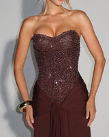 Sequined corset bodice detail
