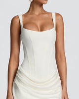 Square neckline and wide strap detail