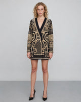 Dahlia black pearl baroque blazer dress — studio front