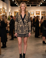 Dahlia black pearl baroque blazer dress — gallery opening