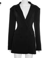 Elvira black blazer mini dress supplier front view
