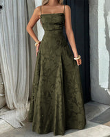 Francis sage floral jacquard maxi dress supplier front view