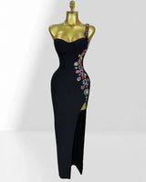 Gemma black one-shoulder jewel bandage maxi dress — product front