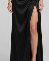 Draped thigh high split detail