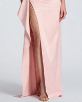 Draped thigh-high split detail