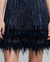 Sequin fringe tiers detail
