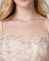 Floral applique bodice detail
