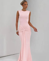 Lorenza blush twist maxi dress – front view