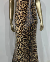 Mika leopard sequin halter maxi dress — supplier front