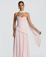 Patricia blush chiffon maxi dress – front view