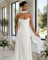 Patricia ivory chiffon maxi dress – marble wedding venue