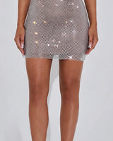 Crystal mesh waist detail