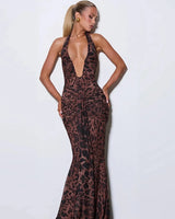 Rosetta leopard maxi dress, supplier front view