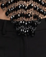 Pointed cascade hem detail