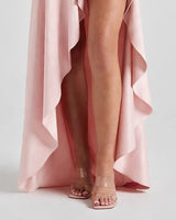 Thigh-high slit detail