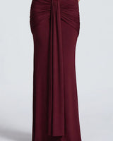 Ruched waist and hanging drape detail