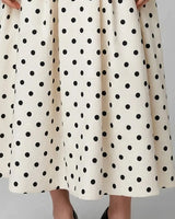 Polka dot skirt detail