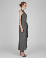Zaina grey wrap-sash jersey maxi dress side view