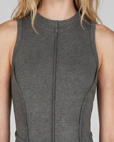 Close-up of seamed jersey bodice