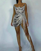 Rihanna Mini Dress-Silver