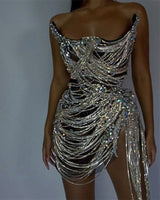 Rihanna Mini Dress-Silver