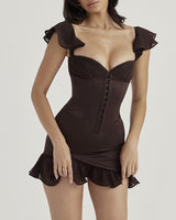 Callie Mini Dress-Brown