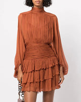 Charlize Mini Dress-Brown