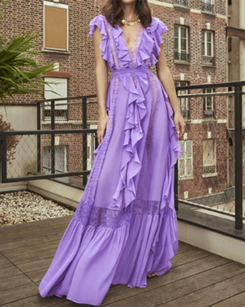 fitted lace wedding dress Juliana Maxi Dress-Purple – fashionmallonline.com