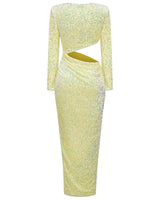 Joanna Sequin Maxi Dress-Yellow