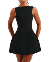 Alana black A-line mini dress – front view