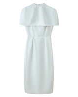 Baylor white cape midi dress supplier flat lay view