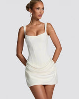 Cornelia ivory corset mini dress – front view