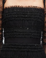 Ruched mesh bodice detail