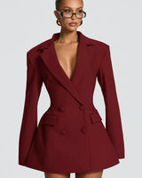 Elvira plum brown blazer mini dress supplier front view