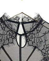 Lace mock neck and keyhole detail