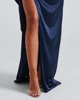 Stretch satin fabric detail