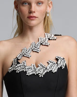 Crystal leaf neckline detail