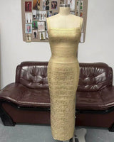 Leona metallic gold bandage maxi dress — product front view