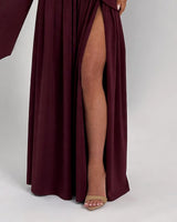 Thigh-high split detail