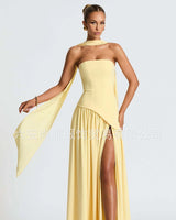Maliyah lemon maxi dress, supplier front view