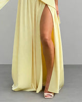 Thigh-high split detail