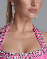 Crystal halter neckline detail