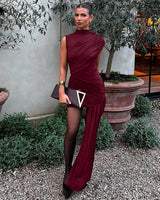 Marnie plum draped mini dress – front view
