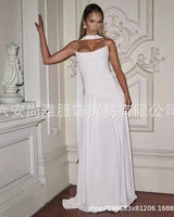 Morven ivory strapless satin maxi dress – front view