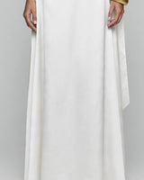 Flowing A-line satin skirt detail
