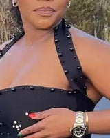 Halter neckline bead detail