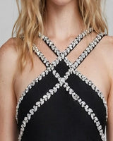 Close-up of double crystal cross straps
