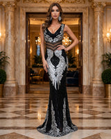 Odette Geometric Sequin Illusion Gown