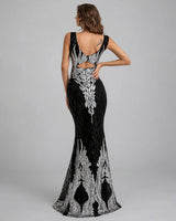 Odette Geometric Sequin Illusion Gown