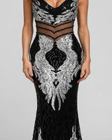 Odette Geometric Sequin Illusion Gown